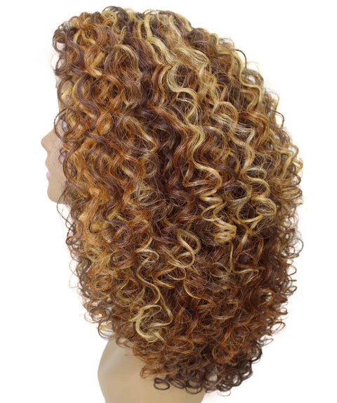 Precious Auburn Brown Blend Trendy Afro Lace Wig