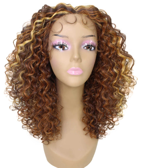 Precious Auburn Brown Blend Trendy Afro Lace Wig