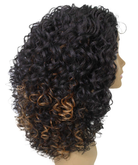 Precious Black with Golden Trendy Afro Lace Wig