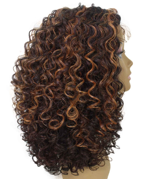 Precious Caramel Brown Blend Trendy Afro Lace Wig