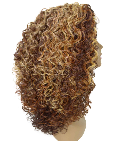 Precious Auburn Brown Blend Trendy Afro Lace Wig