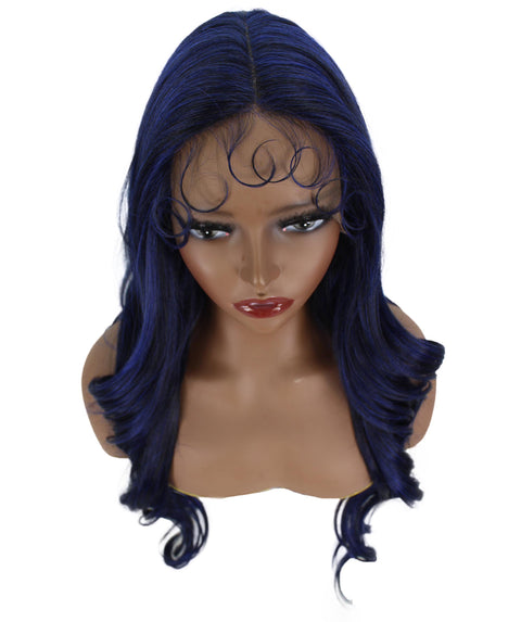 Liza Black and Dark Blue Wavy Wig