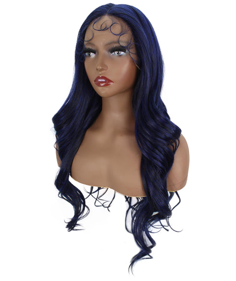 Liza Black and Dark Blue Wavy Wig