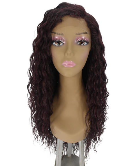 Shanice Deep Red and Black Blend Long Beach Trendy Lace Wig