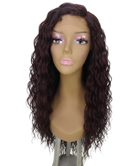 Shanice Deep Red and Black Blend Long Beach Trendy Lace Wig