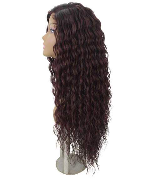 Shanice Deep Red and Black Blend Long Beach Trendy Lace Wig