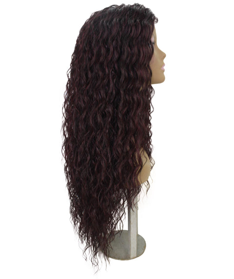 Shanice Deep Red and Black Blend Long Beach Trendy Lace Wig