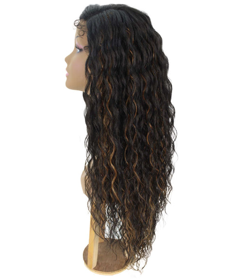 Shanice Black with Golden Long Beach Trendy Lace Wig