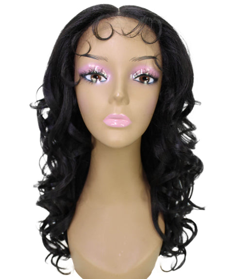 Kiara Natural Black Middle parted Wavy Lace Wig