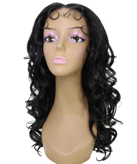 Kiara Natural Black Middle parted Wavy Lace Wig