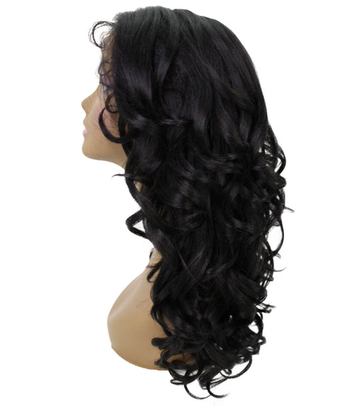 Kiara Natural Black Middle parted Wavy Lace Wig