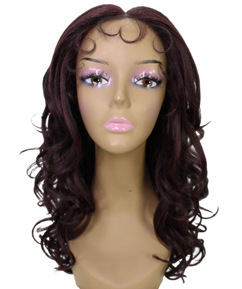 Kiara Deep Red and Black Blend Middle parted Wavy Lace Wig