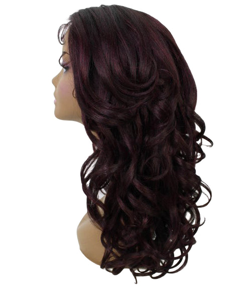 Kiara Deep Red and Black Blend Middle parted Wavy Lace Wig