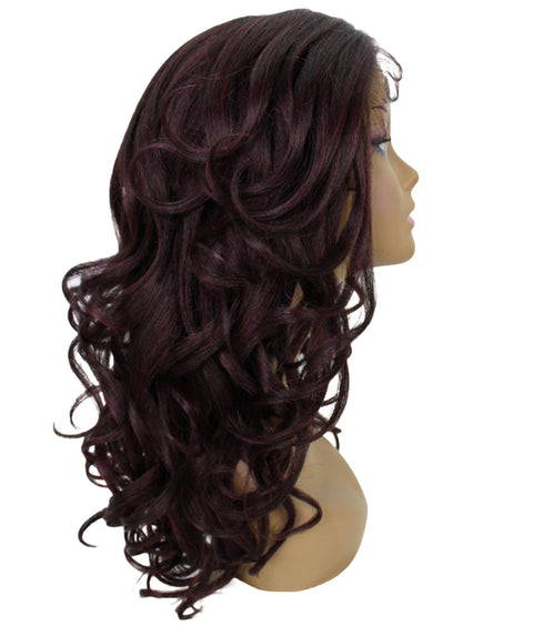 Kiara Deep Red and Black Blend Middle parted Wavy Lace Wig