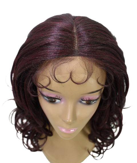 Kiara Deep Red and Black Blend Middle parted Wavy Lace Wig