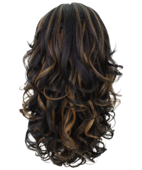 Kiara Black with Golden Middle parted Wavy Lace Wig