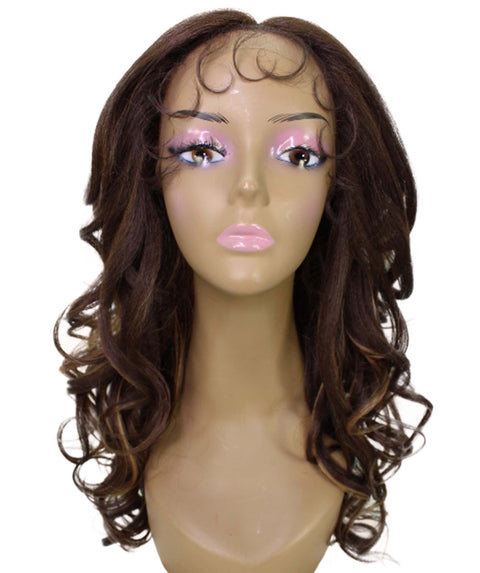 Kiara Brown with Golden Middle parted Wavy Lace Wig