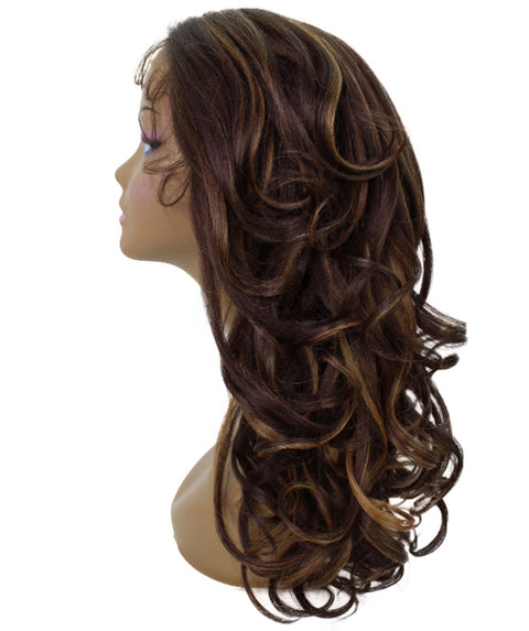 Kiara Brown with Golden Middle parted Wavy Lace Wig