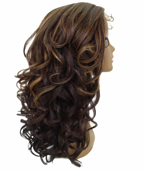 Kiara Caramel Brown Blend Middle parted Wavy Lace Wig