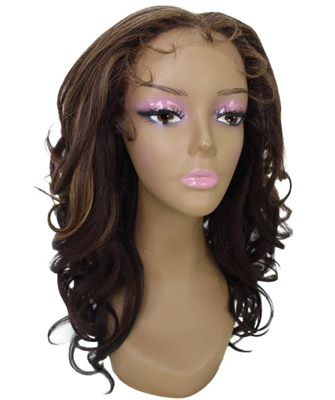 Kiara Caramel Brown Blend Middle parted Wavy Lace Wig