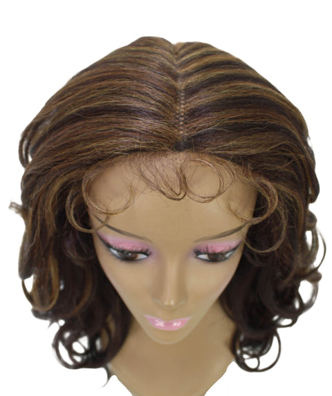 Kiara Caramel Brown Blend Middle parted Wavy Lace Wig