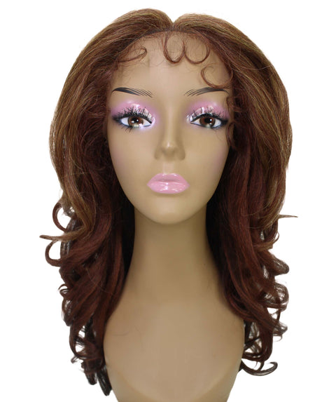 Kiara Copper Auburn Blend Middle parted Wavy Lace Wig