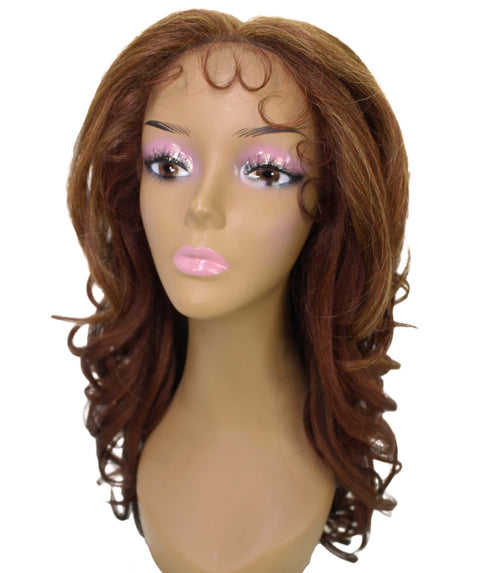 Kiara Copper Auburn Blend Middle parted Wavy Lace Wig