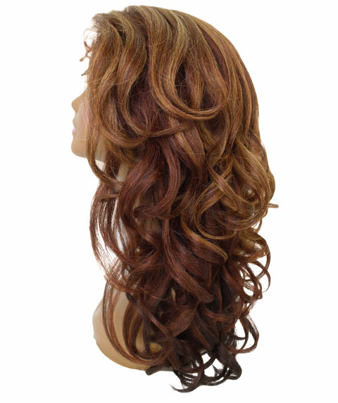 Kiara Copper Auburn Blend Middle parted Wavy Lace Wig