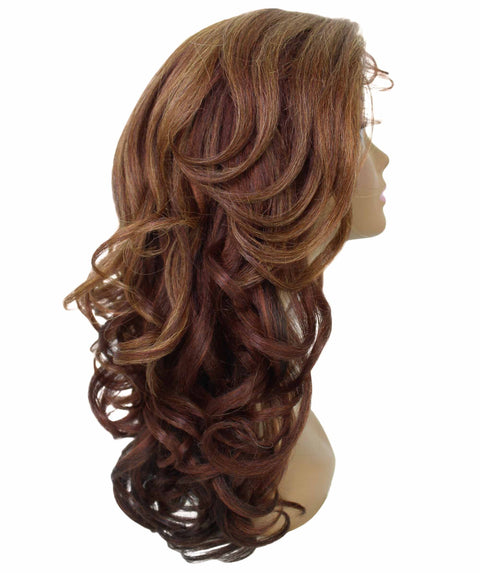 Kiara Copper Auburn Blend Middle parted Wavy Lace Wig