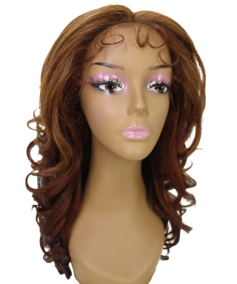 Kiara Copper Auburn Blend Middle parted Wavy Lace Wig