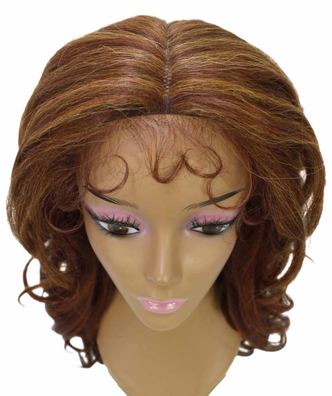 Kiara Copper Auburn Blend Middle parted Wavy Lace Wig