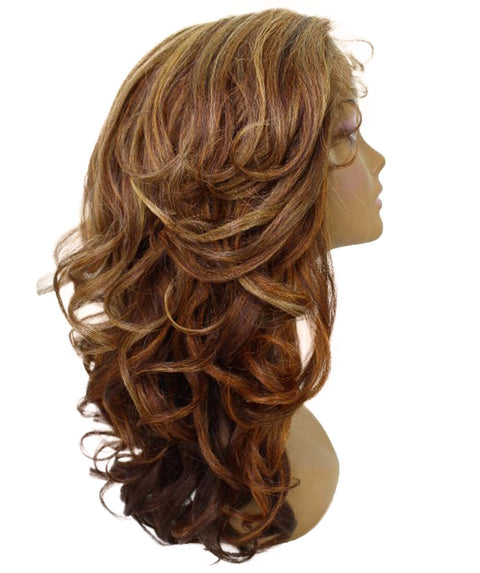 Kiara Auburn Brown Blend Middle parted Wavy Lace Wig