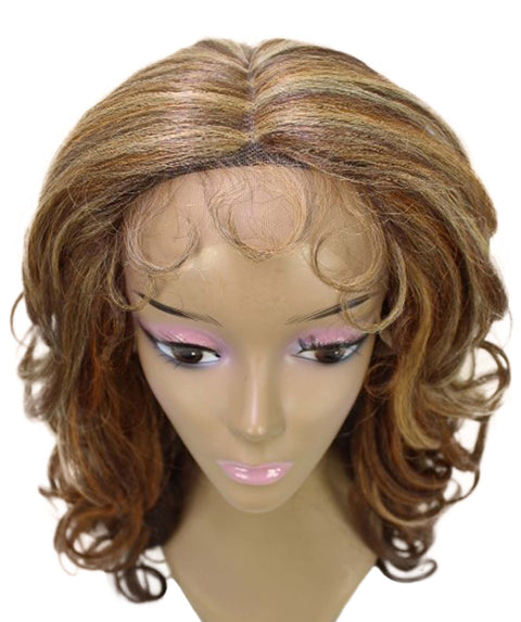 Kiara Auburn Brown Blend Middle parted Wavy Lace Wig