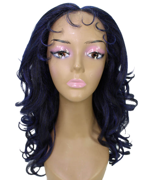 Kiara Blue and Black Blend Middle parted Wavy Lace Wig