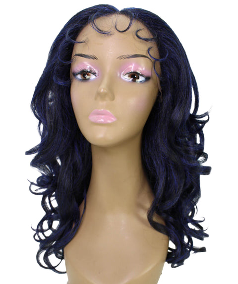 Kiara Blue and Black Blend Middle parted Wavy Lace Wig