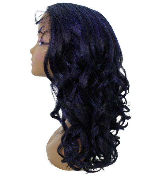 Kiara Blue and Black Blend Middle parted Wavy Lace Wig