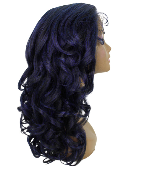 Kiara Blue and Black Blend Middle parted Wavy Lace Wig