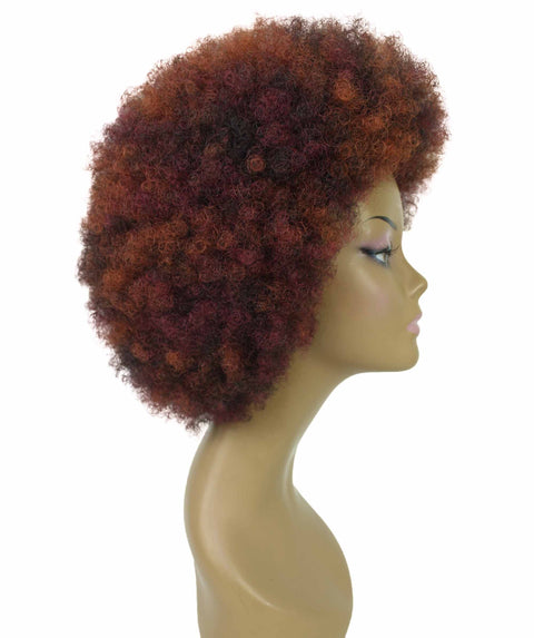 Audre Deep Red with Black Blend Afro Half Wig