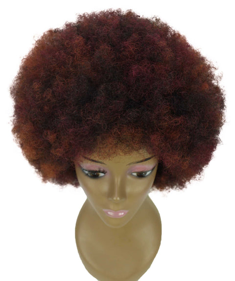 Audre Deep Red with Black Blend Afro Half Wig