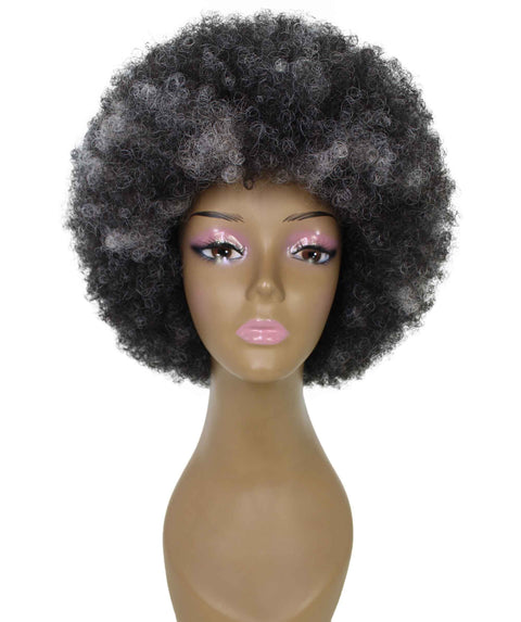 Audre Dark Charcoal Gray Afro Half Wig