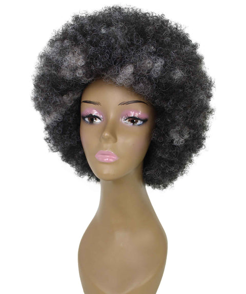 Audre Dark Charcoal Gray Afro Half Wig