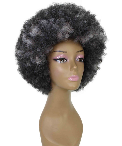 Audre Dark Charcoal Gray Afro Half Wig