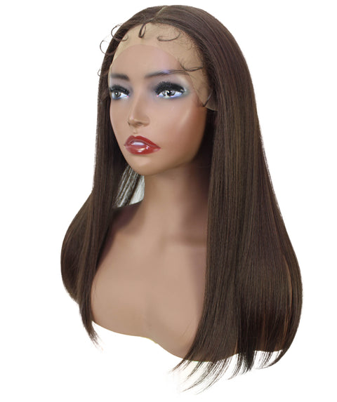 Ebony  Medium Brown Straight Lace Wig