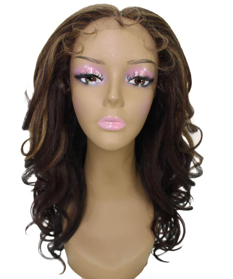 best full 18 inch length T part synthetic hd lace front wavy hollywood layered black women affordable glueless natural african american brazilian body wave natural multicolored hand tied heat resistant wig