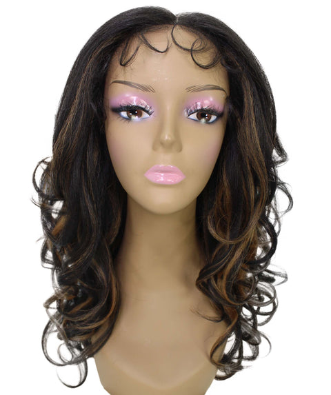 best full 18 inch length T part synthetic hd lace front wavy hollywood layered black women affordable glueless natural african american brazilian body wave natural multicolored hand tied heat resistant wig